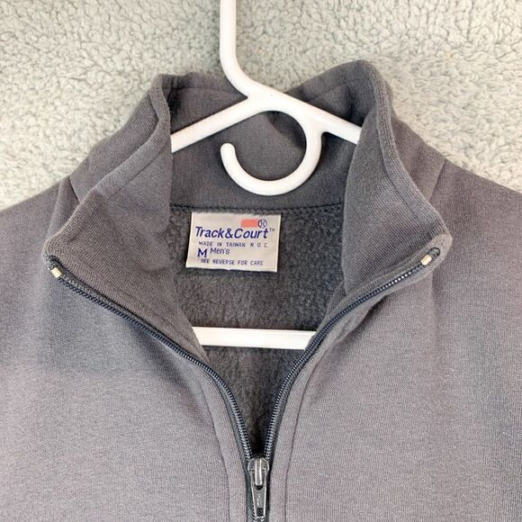 Vintage Track And Court Jacket Mens Medium Gray White Outdoor 80s Streetwear - Picture 2 of 10